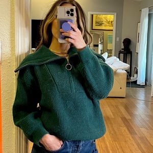 Wide zip collar sweater